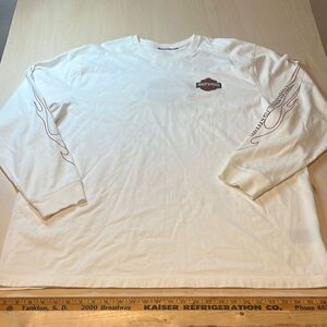Harley Davidson‎ Long Sleeve White Embroidered Pullover Shirt Mens Size 3XL